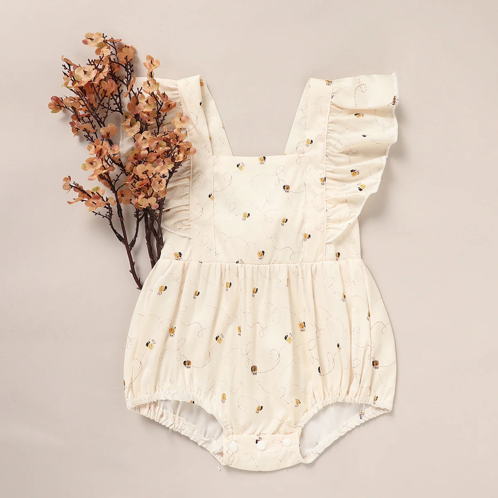 Baby Girl Honeybee Bubble Romper - 1st Bee Day Romper, Infant Bee Birthday Outfit, Cute Bee Romper For Baby