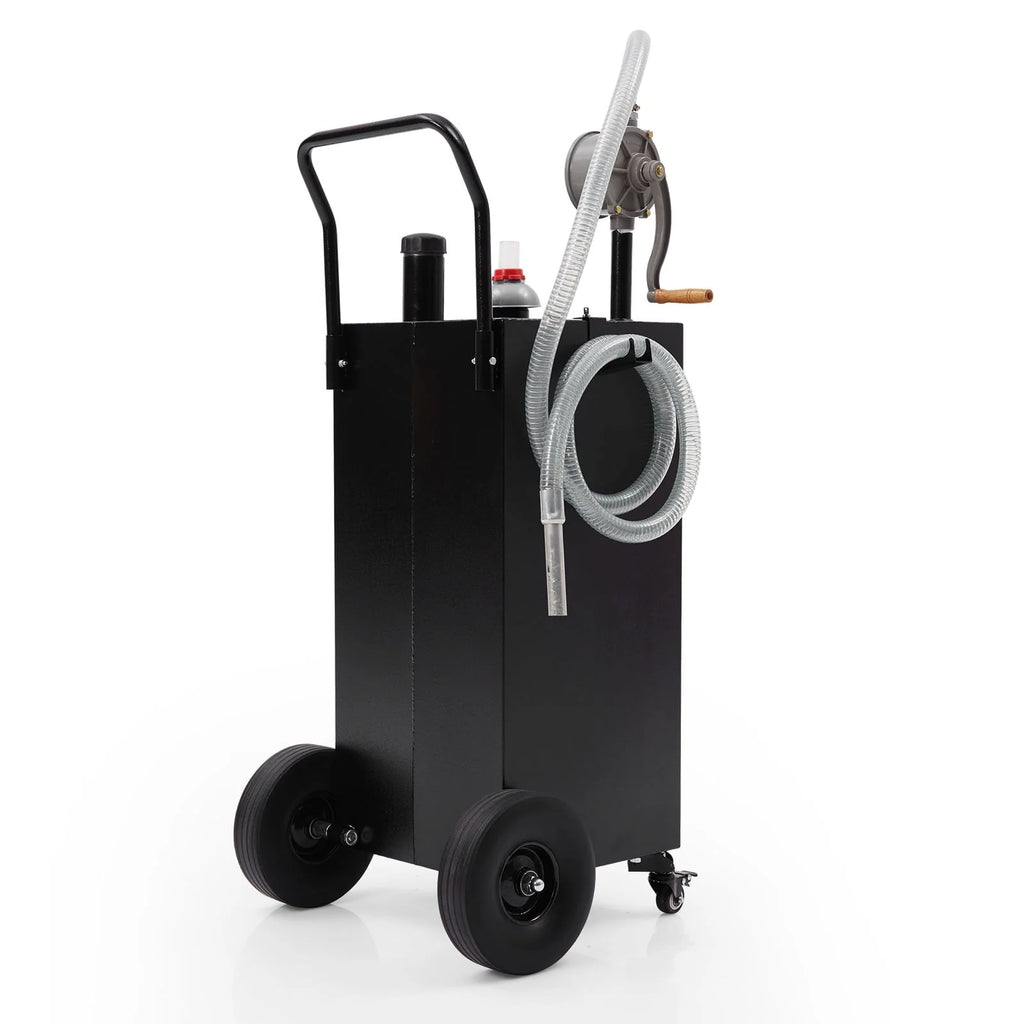 Gas Caddy, 35 Gallon Fuel Transfer Tanks with Casters & Wheels Portable Fuel Storage Tank for Cars, Boats, Lawn Mowers