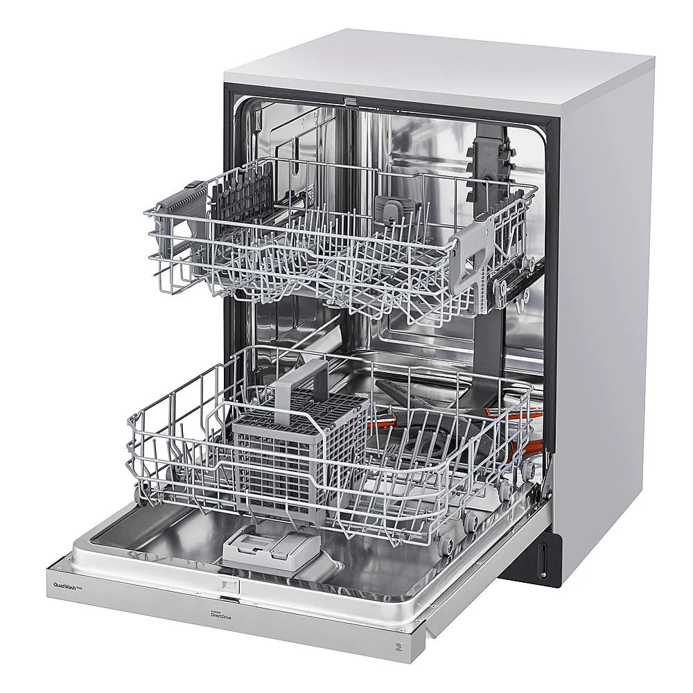 LG - 24 Front Control Dishwasher with Stainless Steel Tub, WiFi, QuadWash, and 48dB - Stainless steel