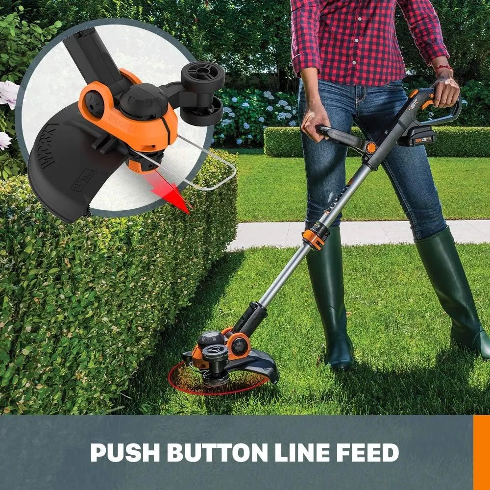20V String Trimmer Cordless & Edger 3.0 + Leaf Blower Cordless with Battery and Charger Turbine, Black and Orange