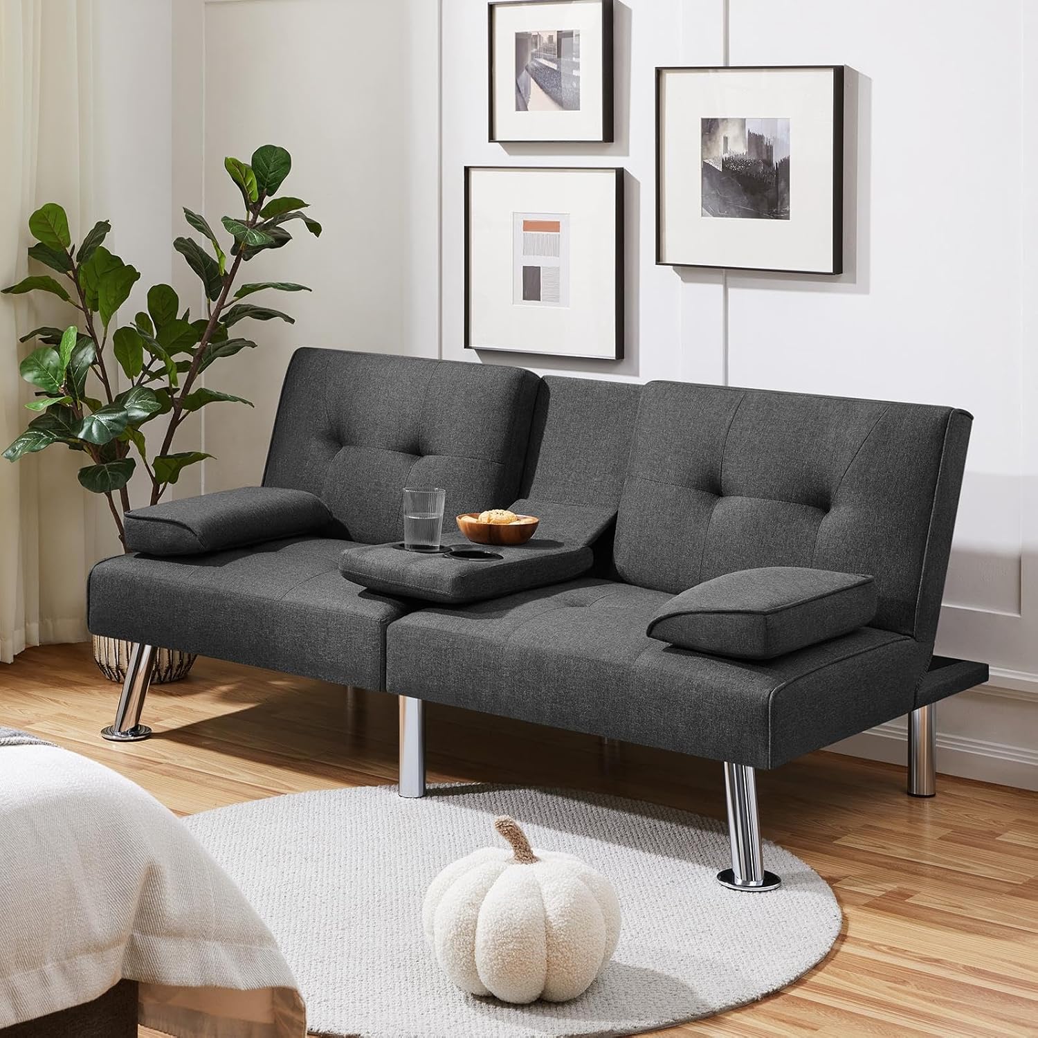 Convertible Sofa Bed Modern Imitation Leather Home Recliner Flip Double Sofa Folding Sofa Bed Guest Bed
