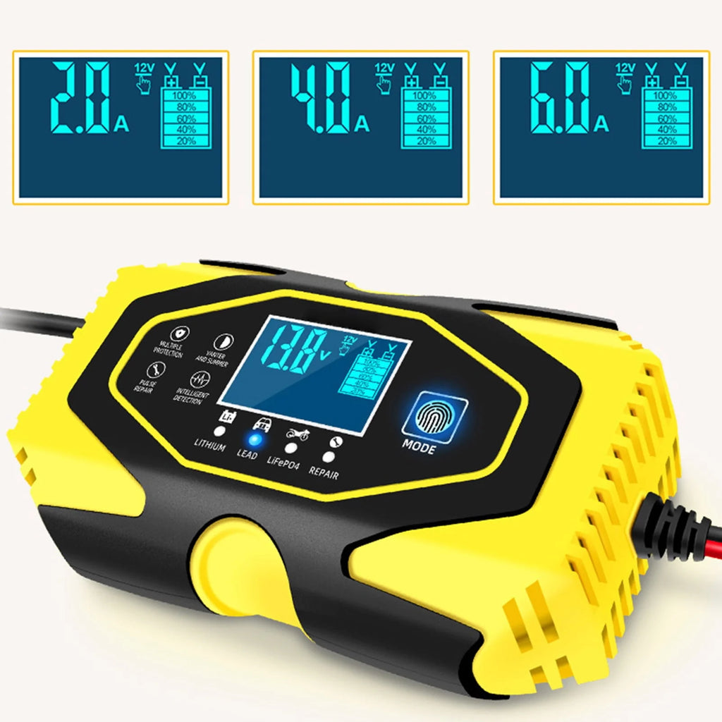 KUNyu 12V 24V High Efficiency Battery Maintainer Digital Tube Display Data Memory Function EU/US/UK/AU Plug Automatic Battery Charger C