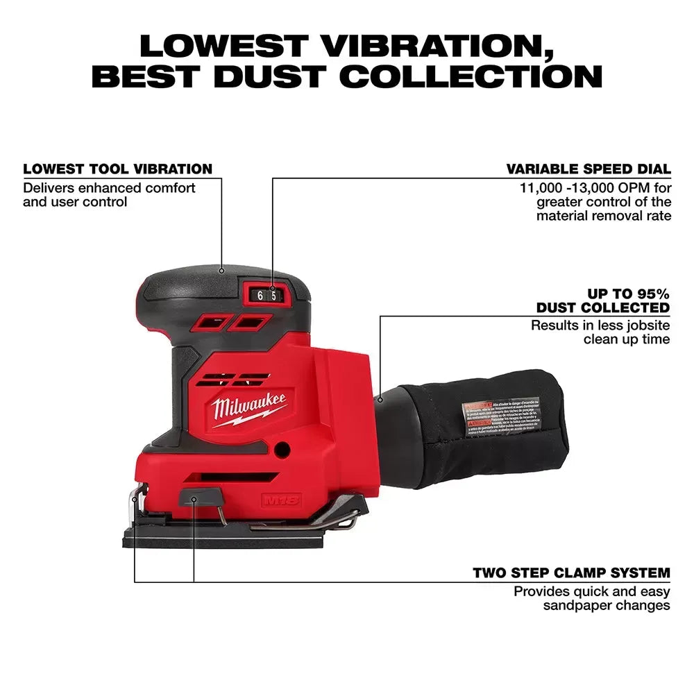 Milwaukee 2649-20 M18 18V 1/4 Cordless Orbital Sheet Sander - Bare Tool