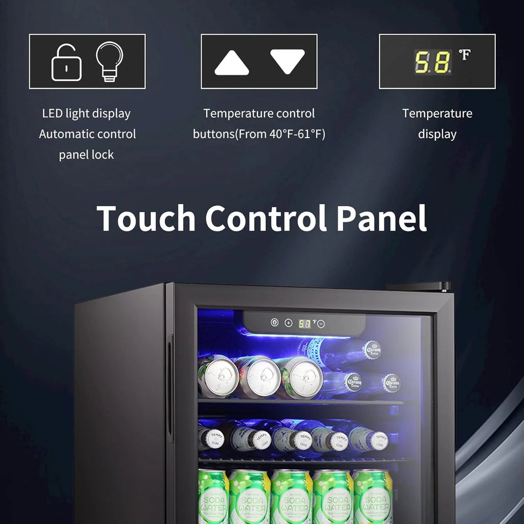 Antarctic Star Beverage Refrigerator Cooler 68 Can, Mini Fridge with Glass Door for Beer Drinks Wine,Freestanding Small Fridge with Electronic Temperature Control for Home and Bar,1.7 cu.ft