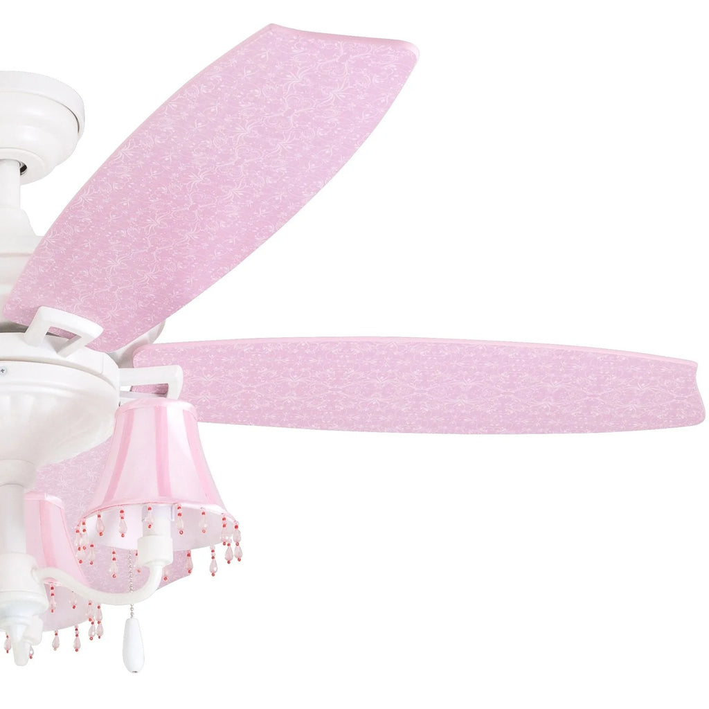 Prominence Home Elsa, 48 Inch Princess Style Indoor LED Ceiling Fan with Light, Pull Chain, Three Mounting Options, 5 Dual Finish Blades, Reversible Motor 50623-01 (White/ Pink)