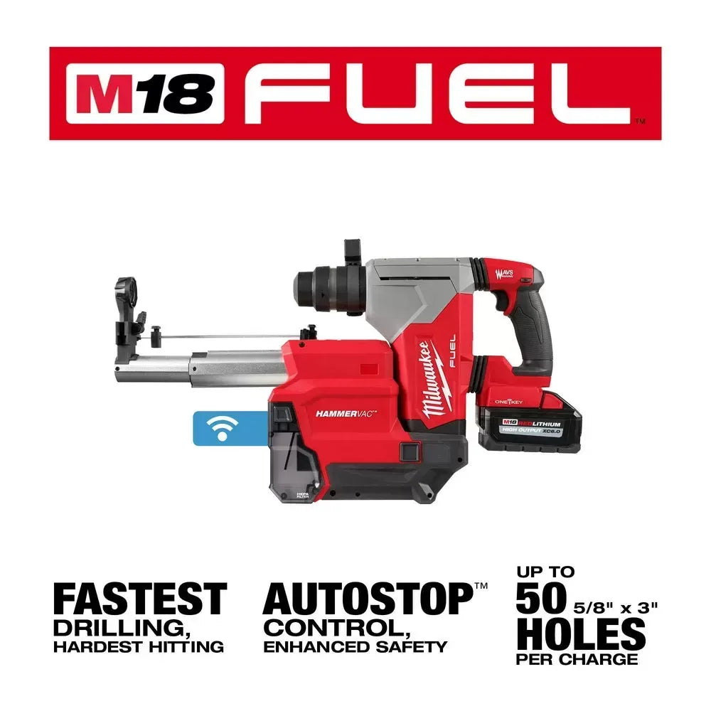 Milwaukee 2915-22DE M18 FUEL 18V 1-1/8 SDS Plus Rotary Hammer HAMMERVAC Kit