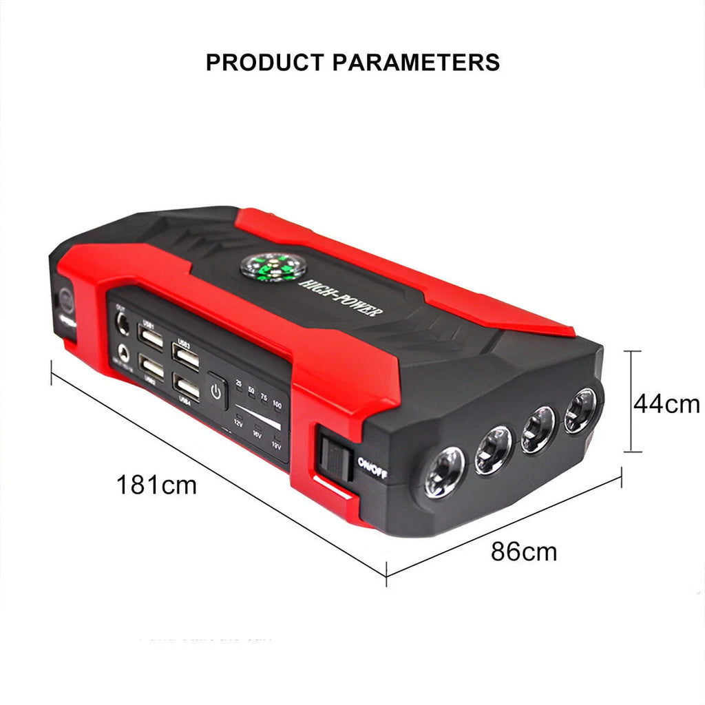 DFITO 28000mAh 12V UltraSafe Portable Jump Starter with LED Display for up to 6L Gas and 3L Diesel Engines