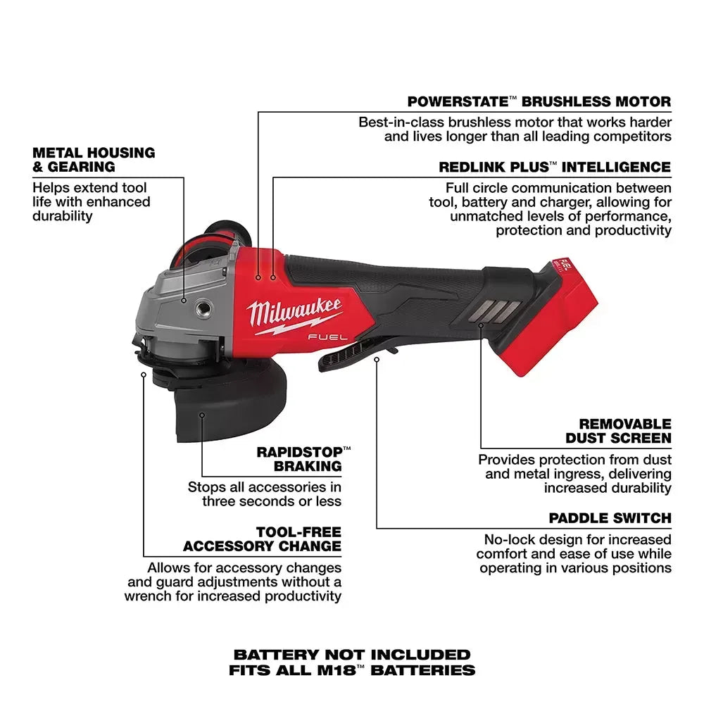 Milwaukee Pre-Sale 2880-21F M18 FUEL 18V 5 Grinder w/ REDLITHIUM Forge XC6.0 Kit