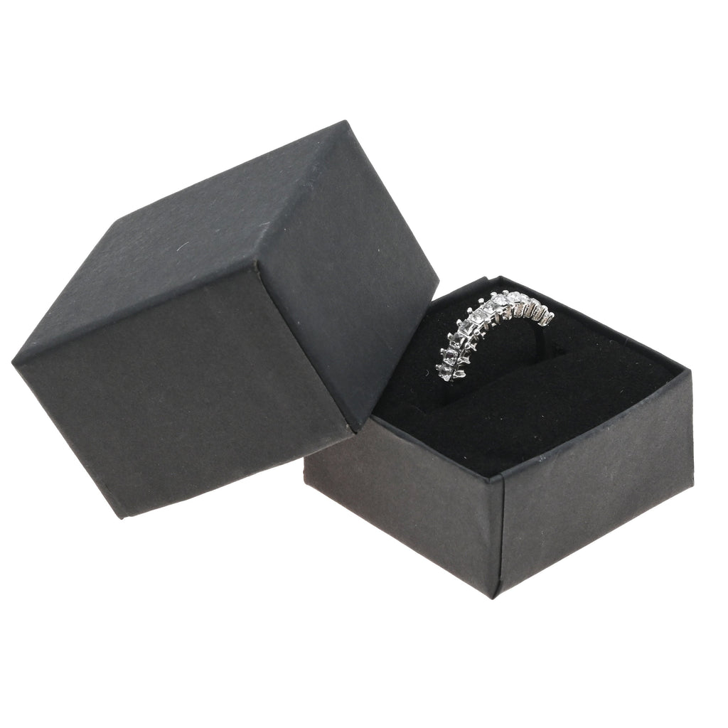 Matte Black Paper Jewelry Ring Gift Packaging Boxes With Foam Insert