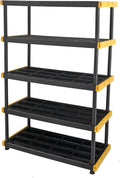Black & YellowÂ®, 5-Tier Heavy Duty Plastic Storage Shelving Unit, 200lbs/shelf (72âH x 48âW x 20âD), for Indoor/Outdoor Organization, Modular Rack