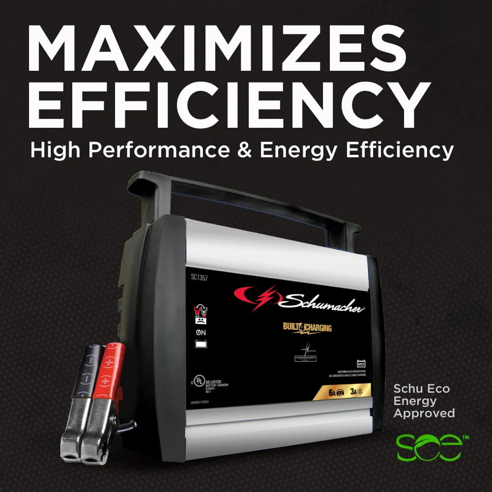 Schumacher Fully Automatic Battery Charger and Maintainer- 6 Amp/3 Amp, 6/12V