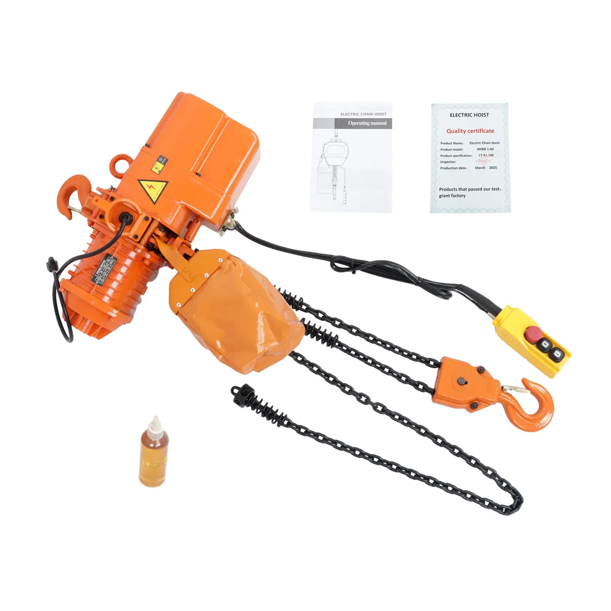 1 Ton Electric Chain Hoist w/ 10FT Double Chain Lifting 110V G80 2200LBS