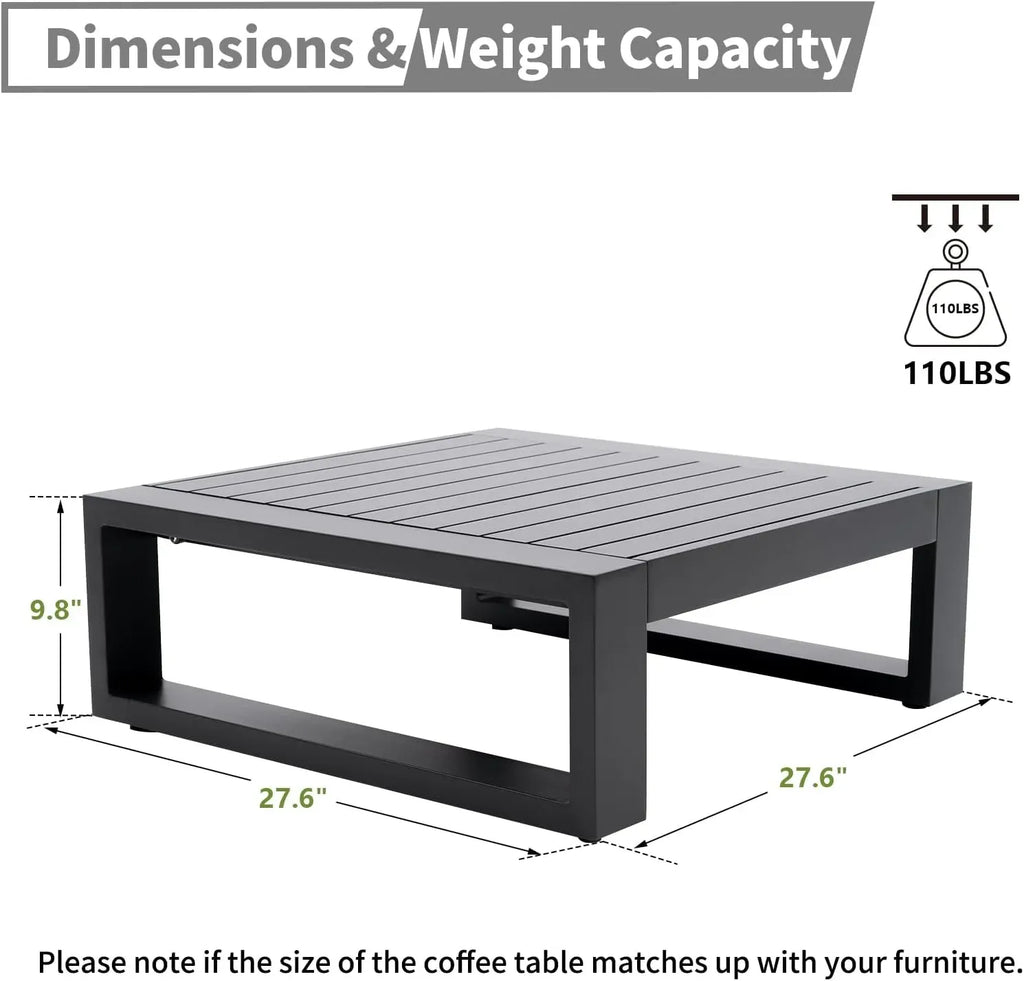 Outdoor Side Table Patio Aluminum Square End Table for Bistro Cafe Patio Small Coffee Table with Slat Top,Grey Frame