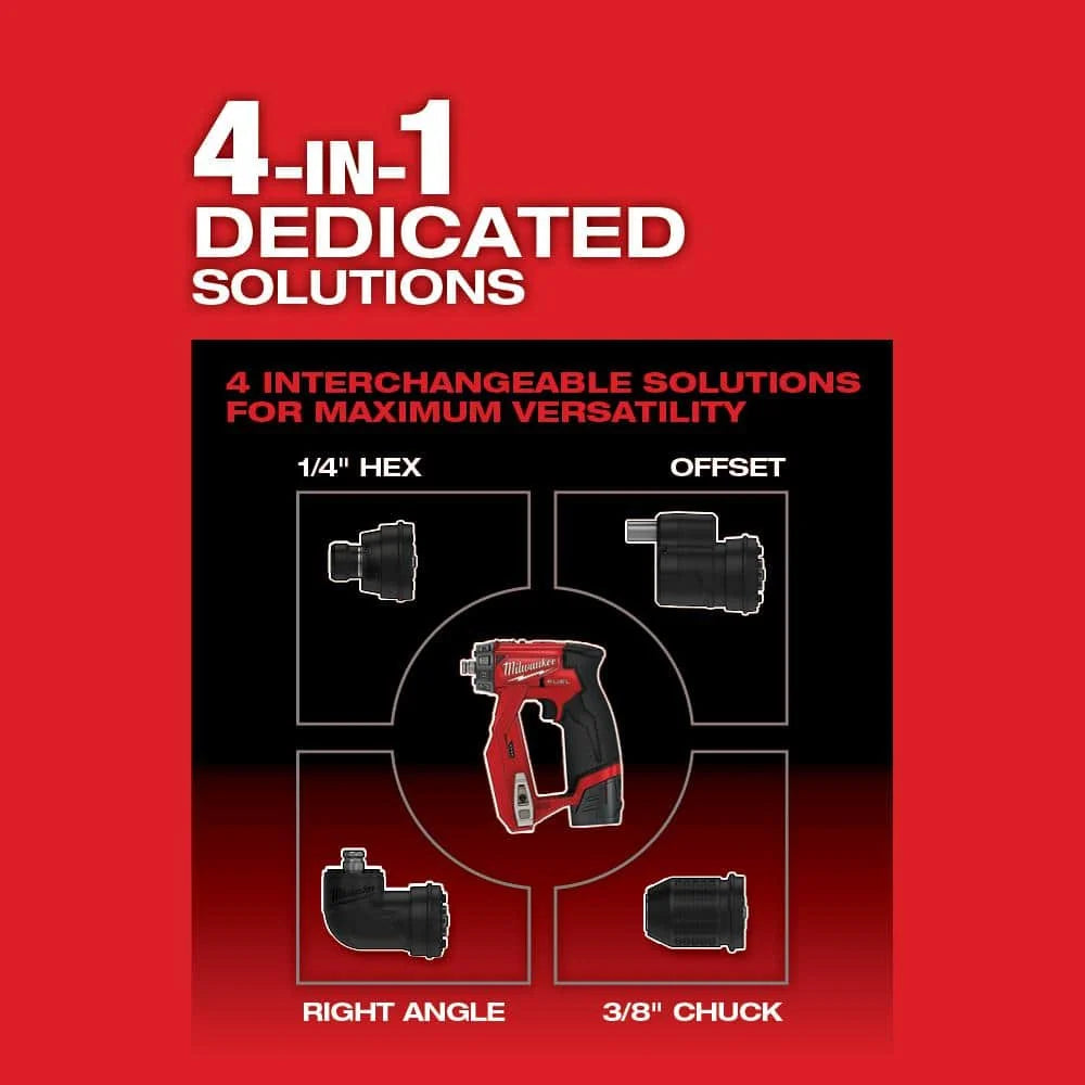 M12 FUEL 12V Lithium-Ion Brushless Cordless 4-in-1 Installation 3/8 in. Drill Driver Kit with 4-Tool Heads 2505-22