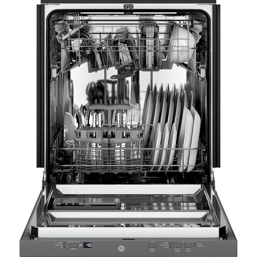 GE - 24 Top Control Built-In Dishwasher with Stainless Steel Tub - Stainless steel