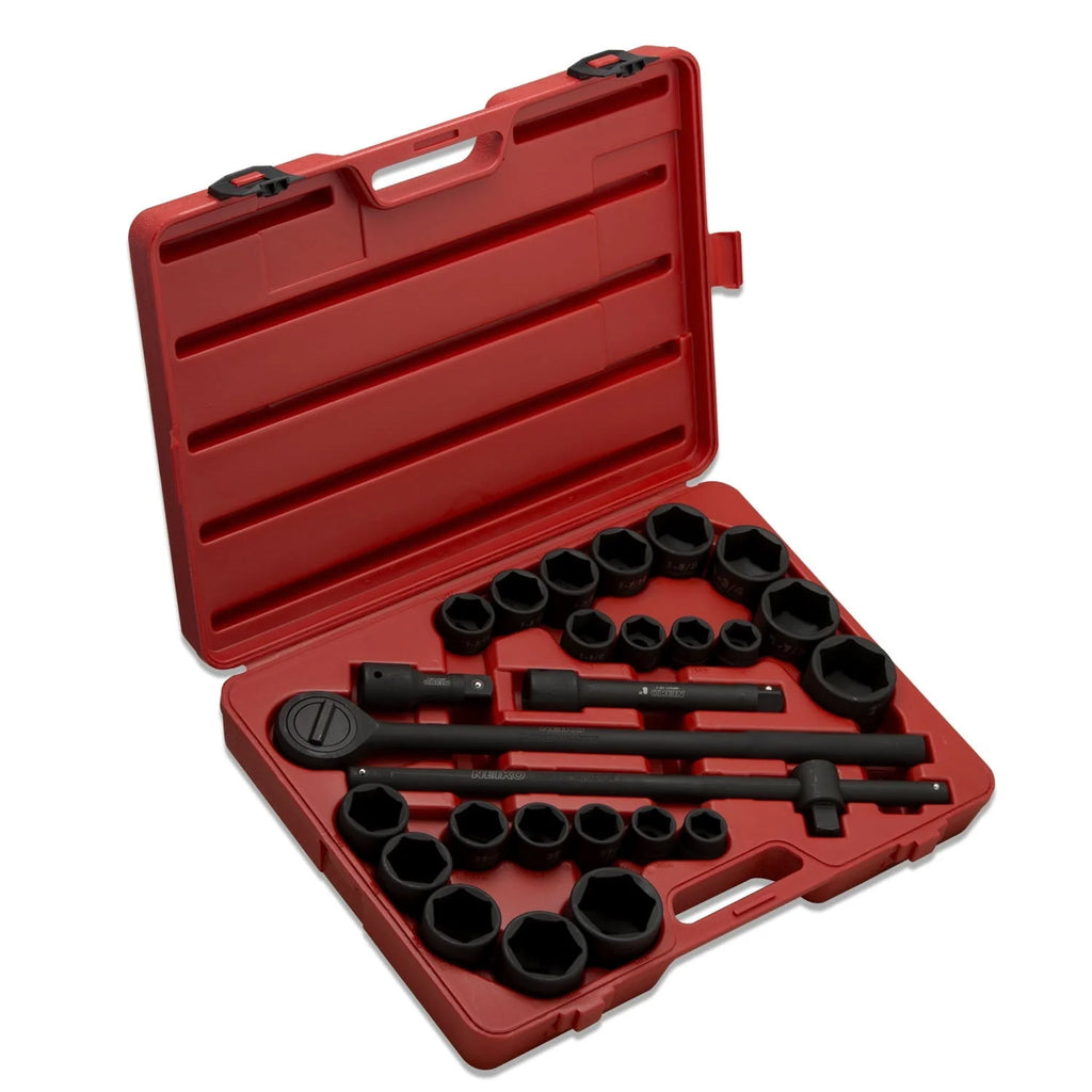 NEIKO 02499A 3/4-inch-Drive Jumbo Master Impact Socket Set, SAE and Metric Shallow-Sockets, SAE 7/8 to 2 and Metric 26 to 38 mm, 27 Pieces