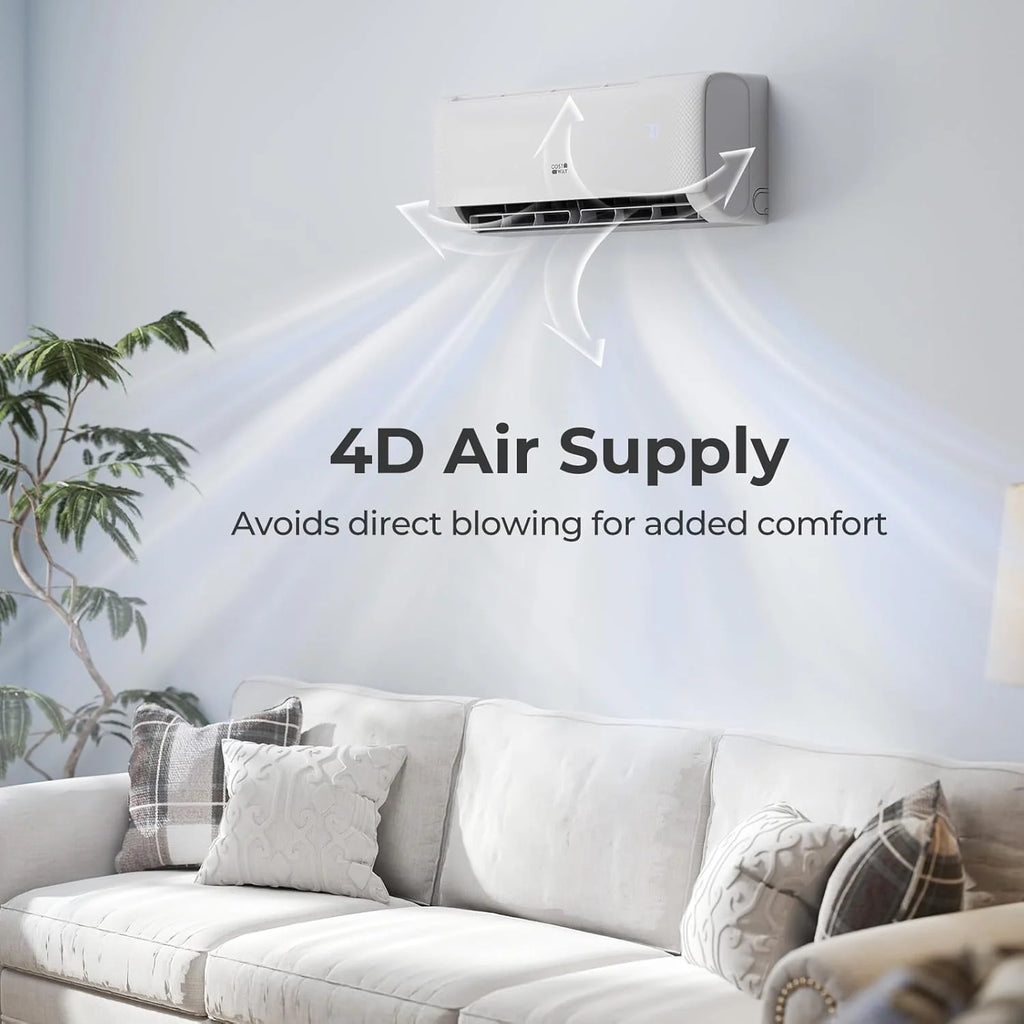 COSTWAY 12000BTU Mini Split Air Conditioner& Heater, 20 SEER2 115V Wall-Mounted Ductless AC Unit Cools Rooms up to 750 Sq. Ft, Energy Efficient Inverter AC with Heat Pump (Blast Series)