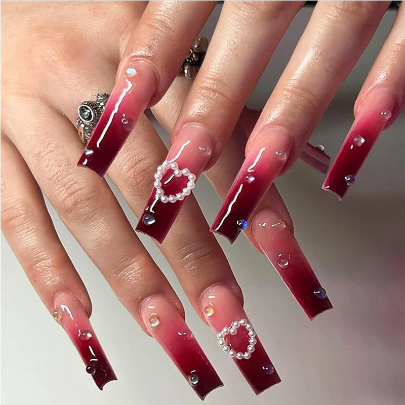 24 PCS Red Heart Nail Art
