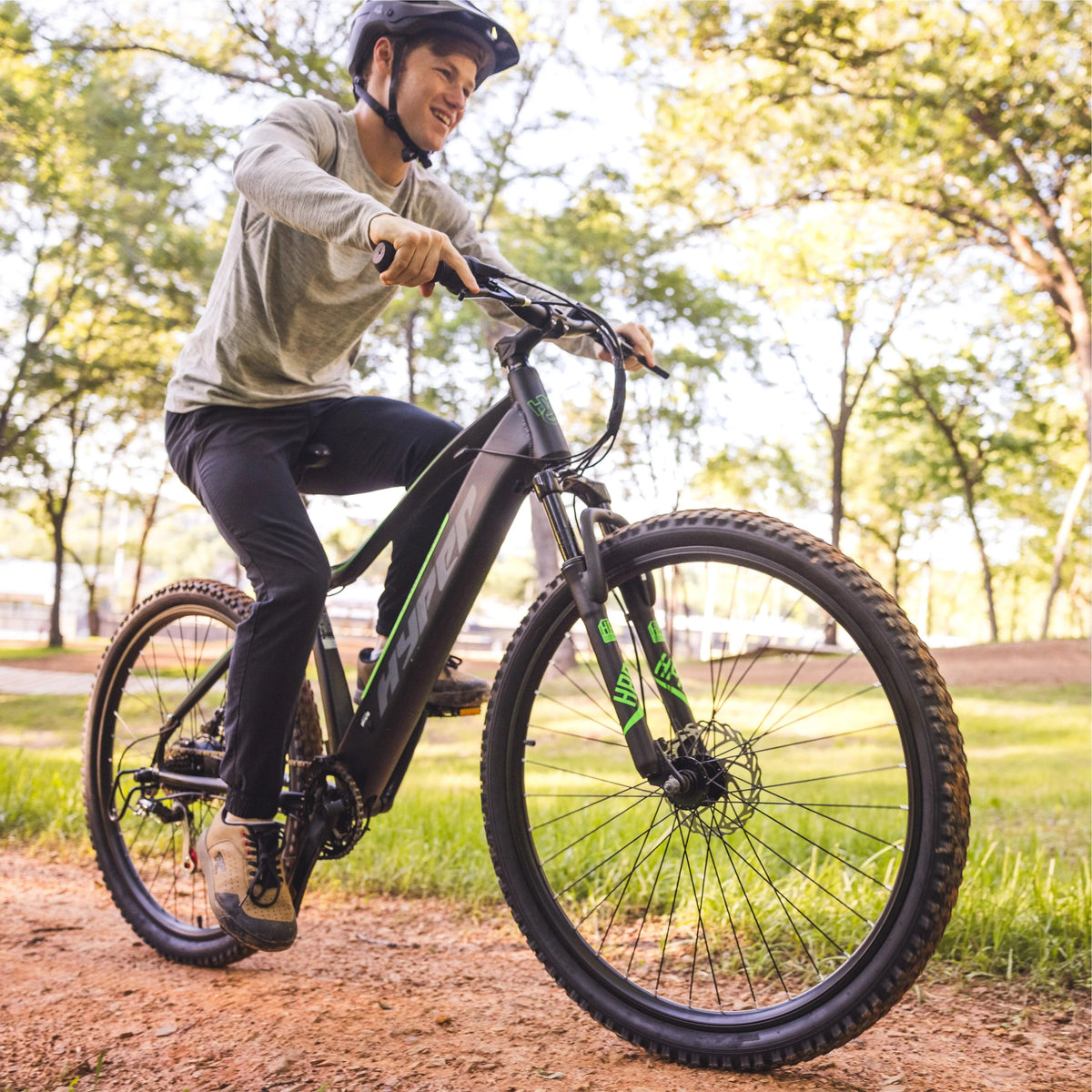 Hyper Bicycles 29 36V Electric Mountain Bike for Adults, Pedal-Assist, 250W E-Bike Motor, Black