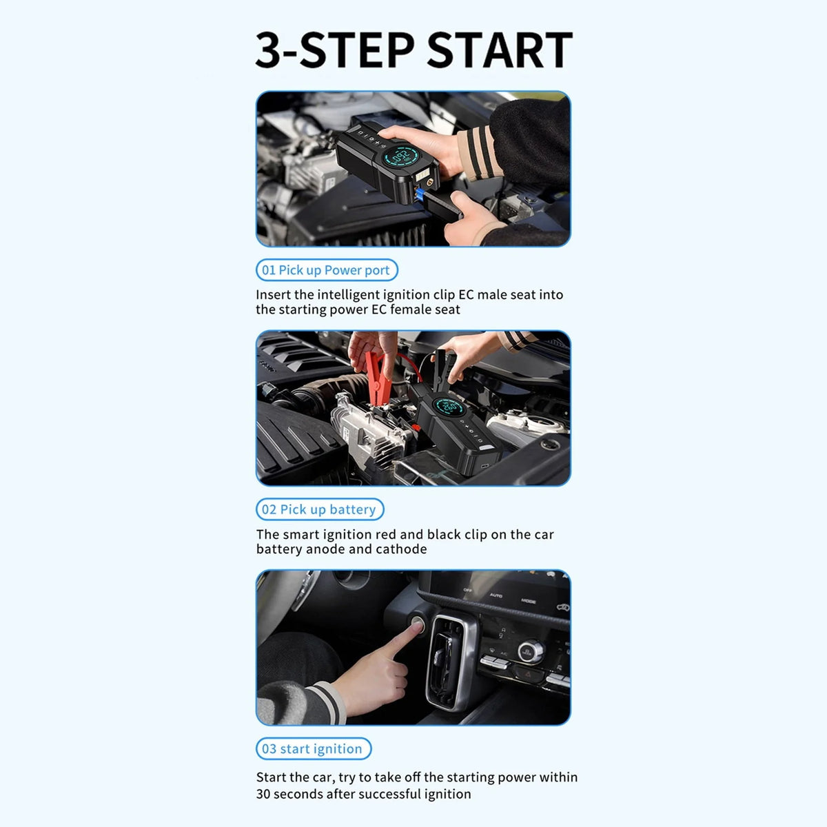 OWSOO Jump Starter with Air Compressor, 1000A Portable Battery Booster with 150 PSI Tire Inflation 6000mAh Jump Starter for Car Off-road Vehicle Small Truck, and More