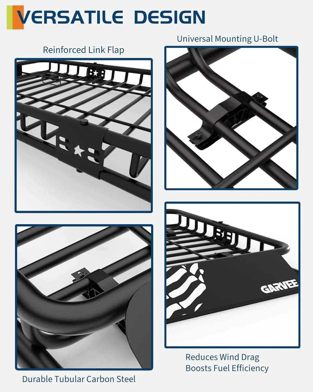 46 x 36 Universal Roof Rack Carrier Basket, 200 Lbs Capacity Car Cargo Rack with Extension Luggage Holder Basket Heavy Duty for SUVs, Trucks, Vehicles