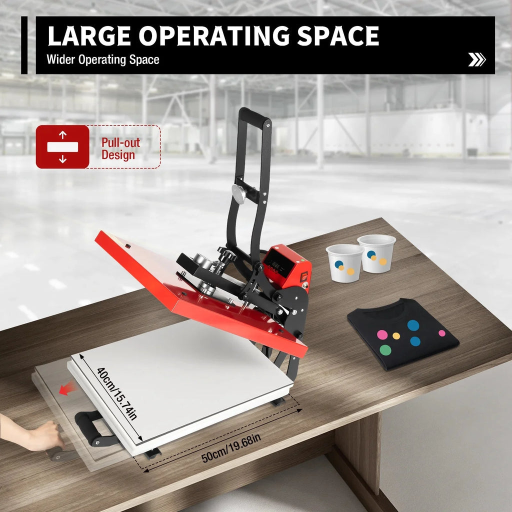 16 x 20 Clamshell Semi-Auto Open Heat Press Machine with Slide Out Function Heavy