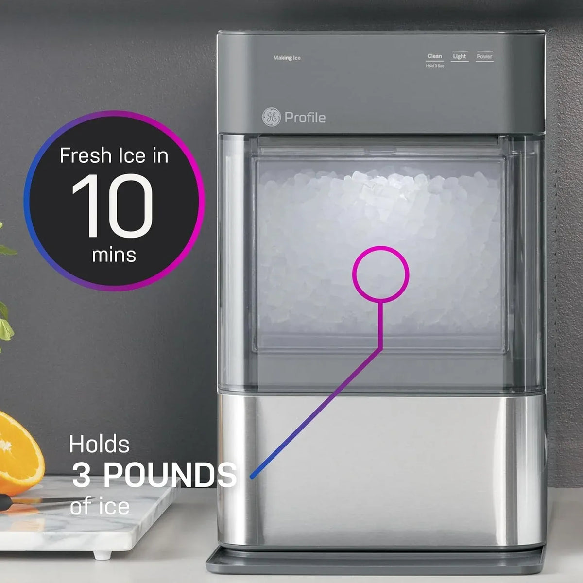 GE Profile Opal 2.0 Nugget Ice Maker XPIO23SCSS 3lb Countertop Silver NEW