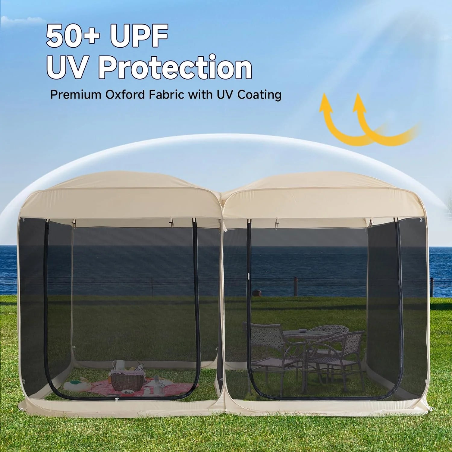 Screen gazebo, sleeps 6-10-15 people Igloo-style canopy tent with mosquito net on the sides Perfect for garden, patio, backyard