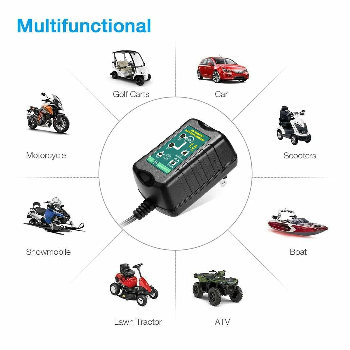 3 PCS 12V Battery Charger Maintainer Trickle for Harley Davidson Motorcycle Car RV