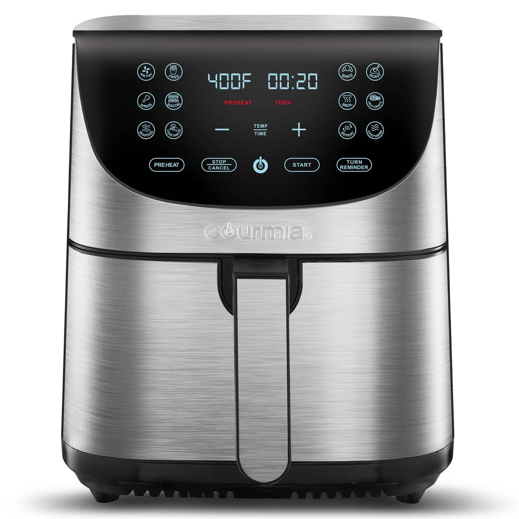 Gourmia 7-Qt Digital Air Fryer with Guided Cooking， Easy Clean， Stainless Steel