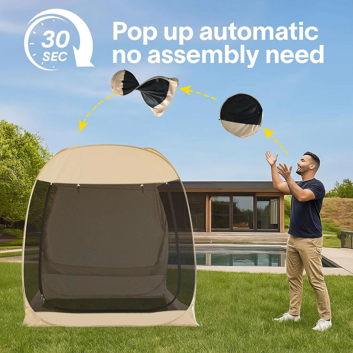 Alvantor Screen House Gazebo, 6-10-15 Person Pop Up Igloo Screened Canopy Tent with Mosquito Netting Sides, Instant UV Resistant Sun Shelter for Garden, Patio, Backyard