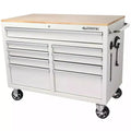 46 in. W x 24 in. D 9-Drawer Gloss White Deep Tool Chest Mobile Workbench