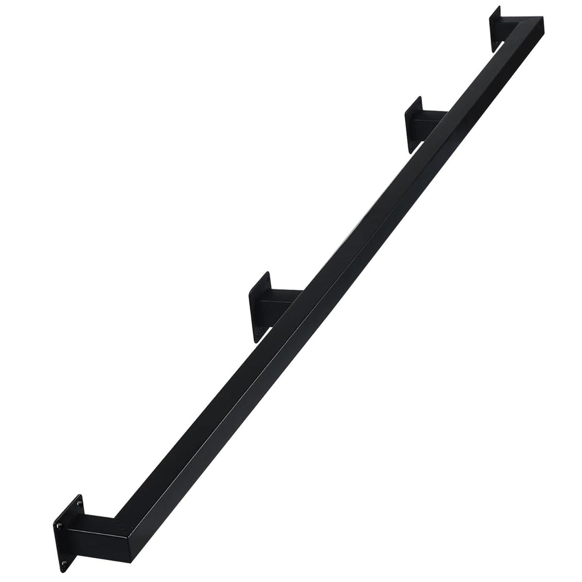 12FT Staircase Handrail for Indoor Stairs, Modern Hand Railings Grab Bar Kit with Black Finished, Non-Slip Wall Mount Decking Railings for Elderly and Children (Black, 12ft)