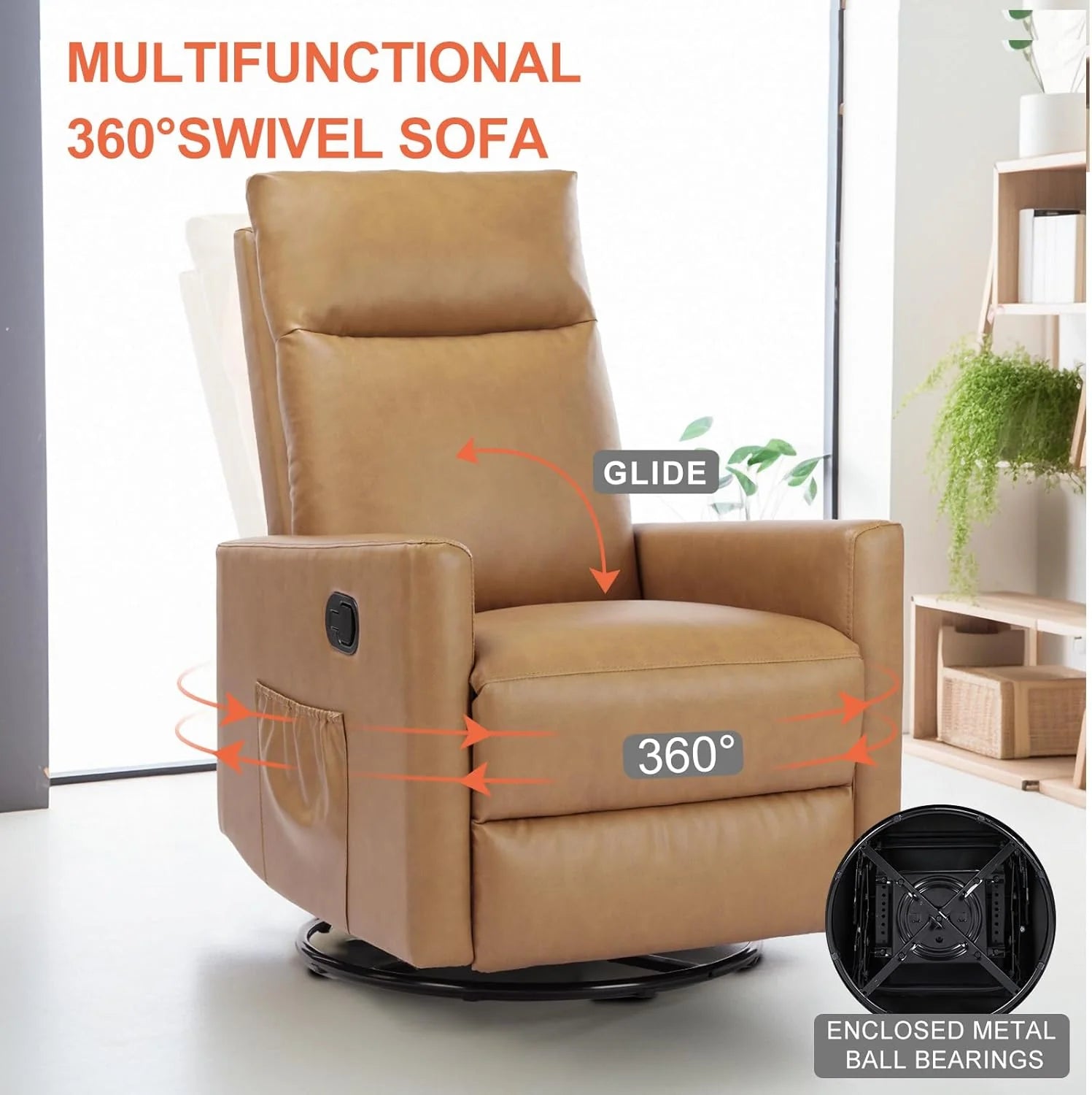 Sweetcrispy Massage Recliner Chair for Adults, Adjustable Home Theater Seating with Lumbar Support for Living Room, Modern Fabric Reclining, Pure Black