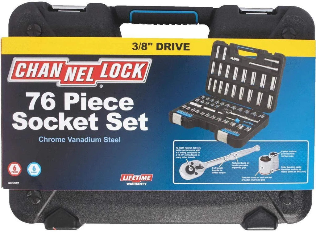Channellock Standard/Metric 3/8 Drive 6-Point Combination Socket Set (76-Piece)