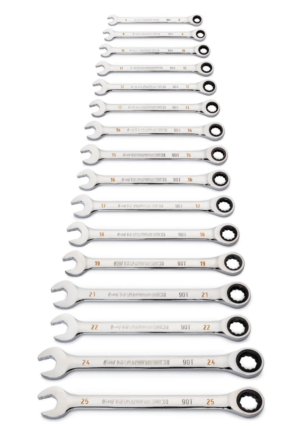 GearWrench 16 Pc. 90T 12-PT Metric Combi Ratchet Wrench Set