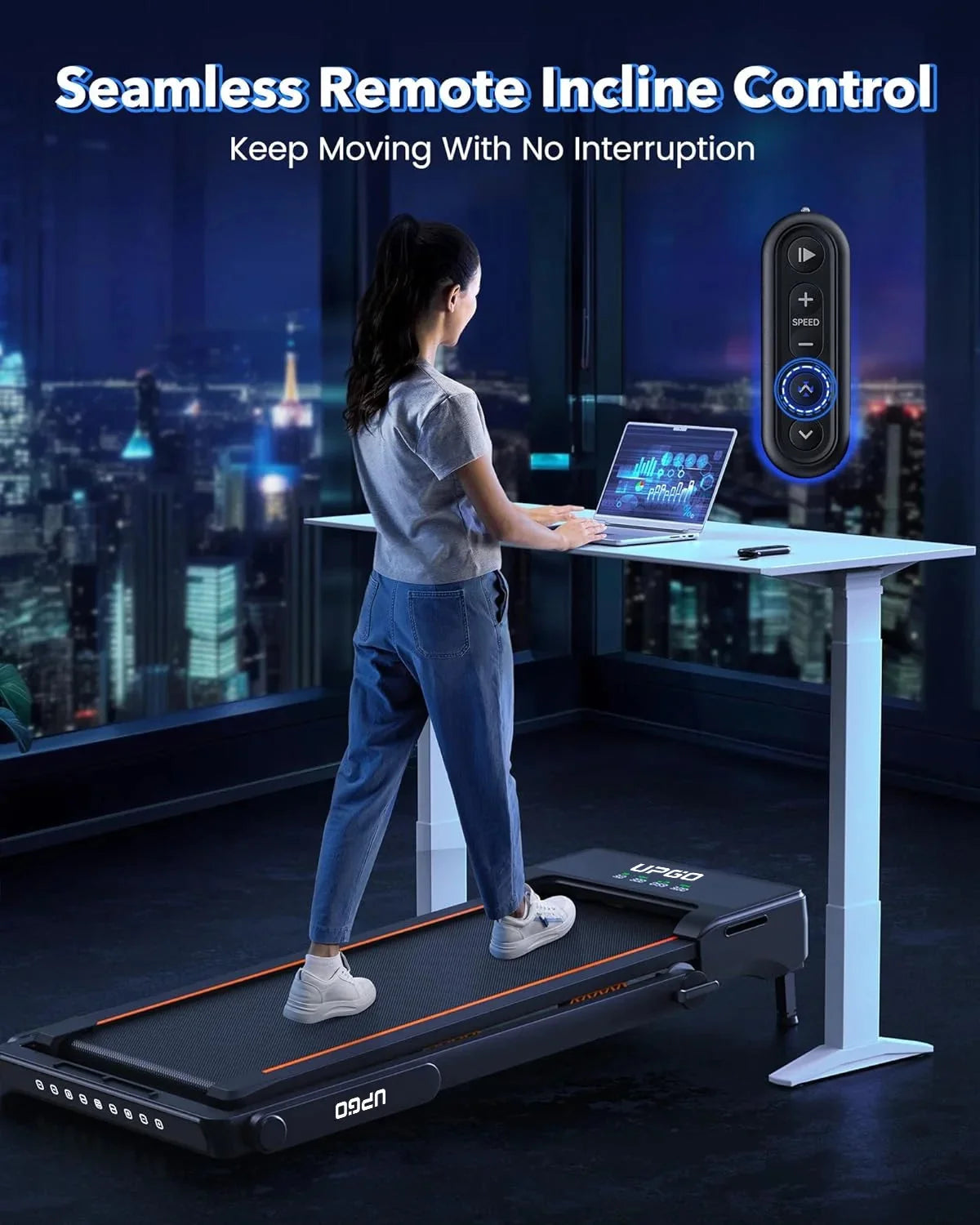 Walking Pad Treadmill with Auto Incline, 9% Incline Treadmill with 3 Slopes, 300LBS Weight Capacity Under Desk Treadmill for Home/Office