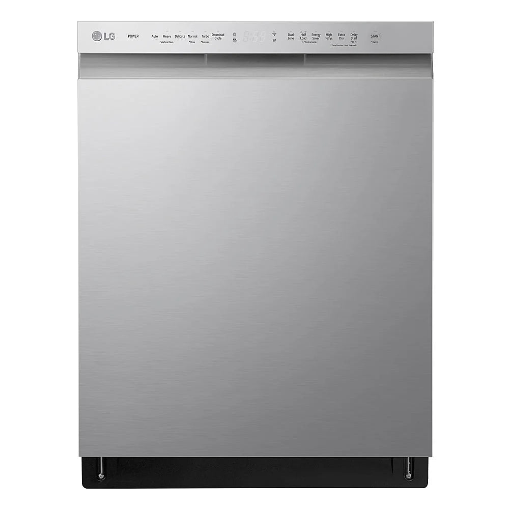 LG - 24 Front Control Dishwasher with Stainless Steel Tub, WiFi, QuadWash, and 48dB - Stainless steel