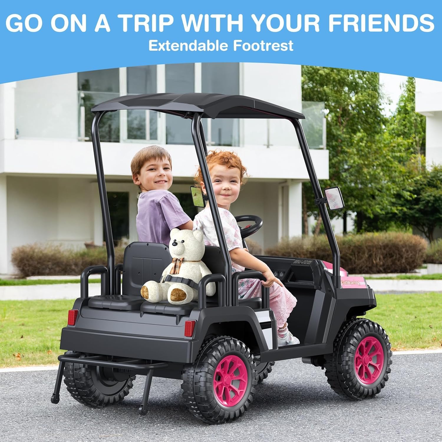 R9 24V Children's Golf Cart with Remote Control Removable Awning
