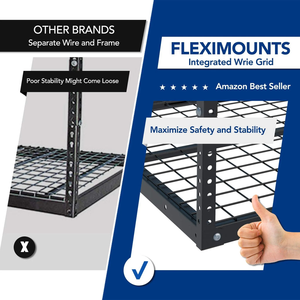 FLEXIMOUNTS 3x6 Overhead Garage Storage Adjustable Ceiling Storage Rack, 72 Length x 36 Width x 40 Height, Black
