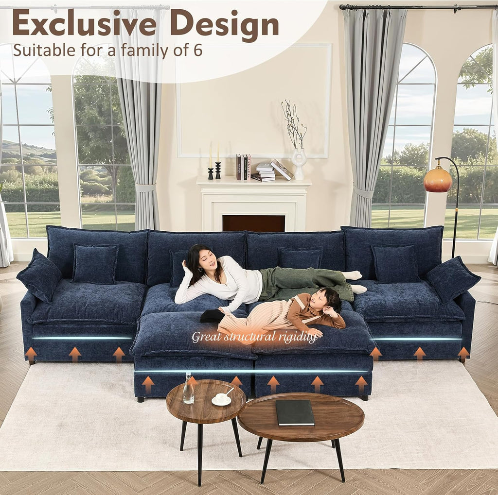 108 Inch U Shape Sofa Sectional Sofa Comfortable Cloud Sofa Living Room Deep Seat Sofa