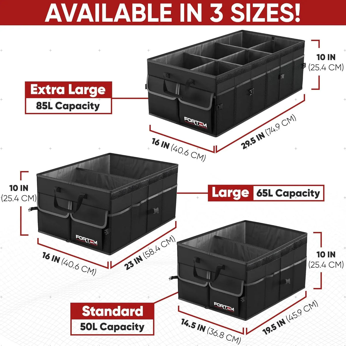 Car Trunk Organizer, Collapsible Multi Compartment SUV Organizer, Foldable Storage for Car Accessories for Women Men, 600D Oxford, Non Slip Bottom, Securing Straps, Soft Cover (65L)