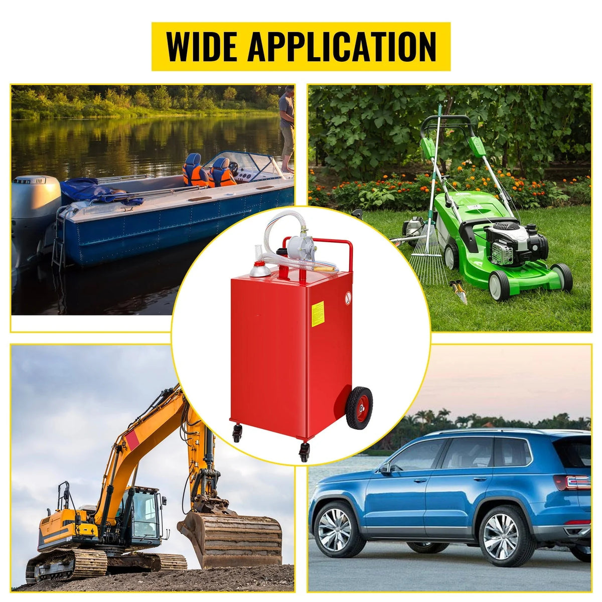 BENTISM Fuel Caddy Fuel Storage Tank 35 Gallon 4 Wheels with Manuel Pump, Red