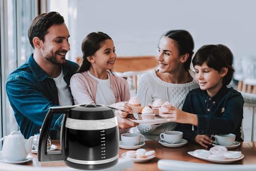 14-Cup Coffee Pot Replacement Carafe Glass Compatible with Cuisinart Coffee Maker Models DCC-2200, DCC-2600, DCC-2800, DCC-3200, DCC-3200P1, DCC-T20, Black