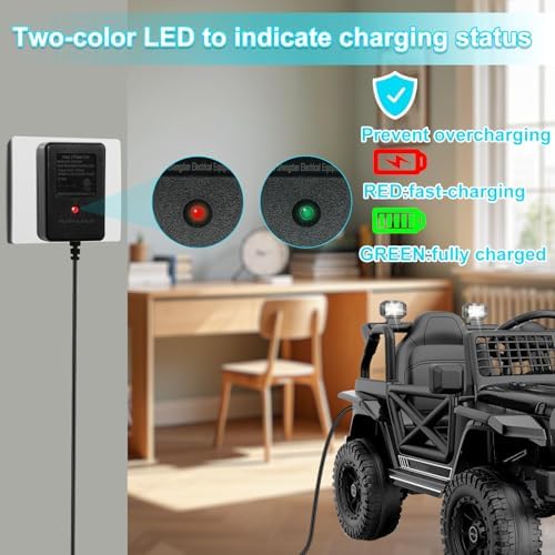 12 Volt Battery Charger for Ride On Toys 12V Kids Ride On Car Charger for Best Choice Products Wrangler SUV Kid Trax Dynacraft Toy Car 12v Universal Charger baby electric Battery Power Supplies