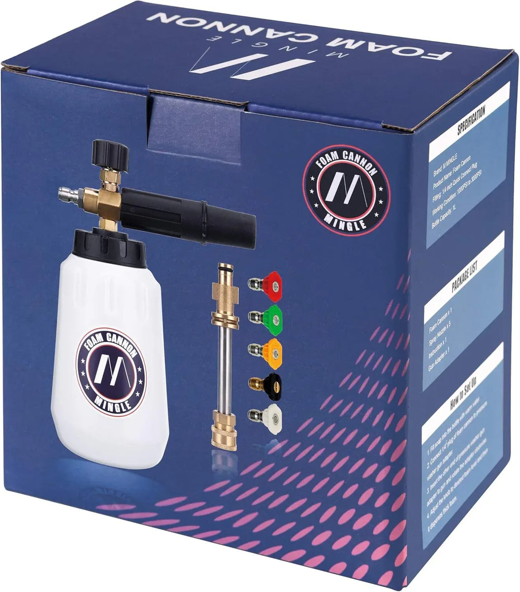 Foam Cannon, Compatible with Sun Joe SPX Series Pressure Washer, with 5 Nozzle Tips, 1/4 Inch Quick Connector