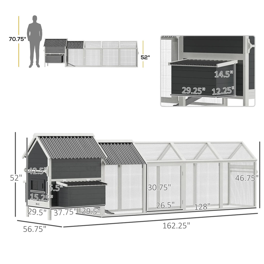 PawHut 162 Large Chicken Coop for 6-8 Chickens, Chicken House