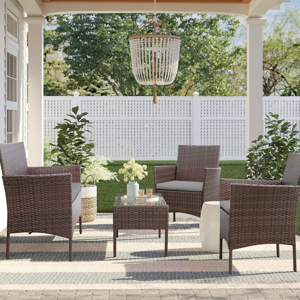 Homall 4-piece outdoor patio furniture set rattan chair wicker set