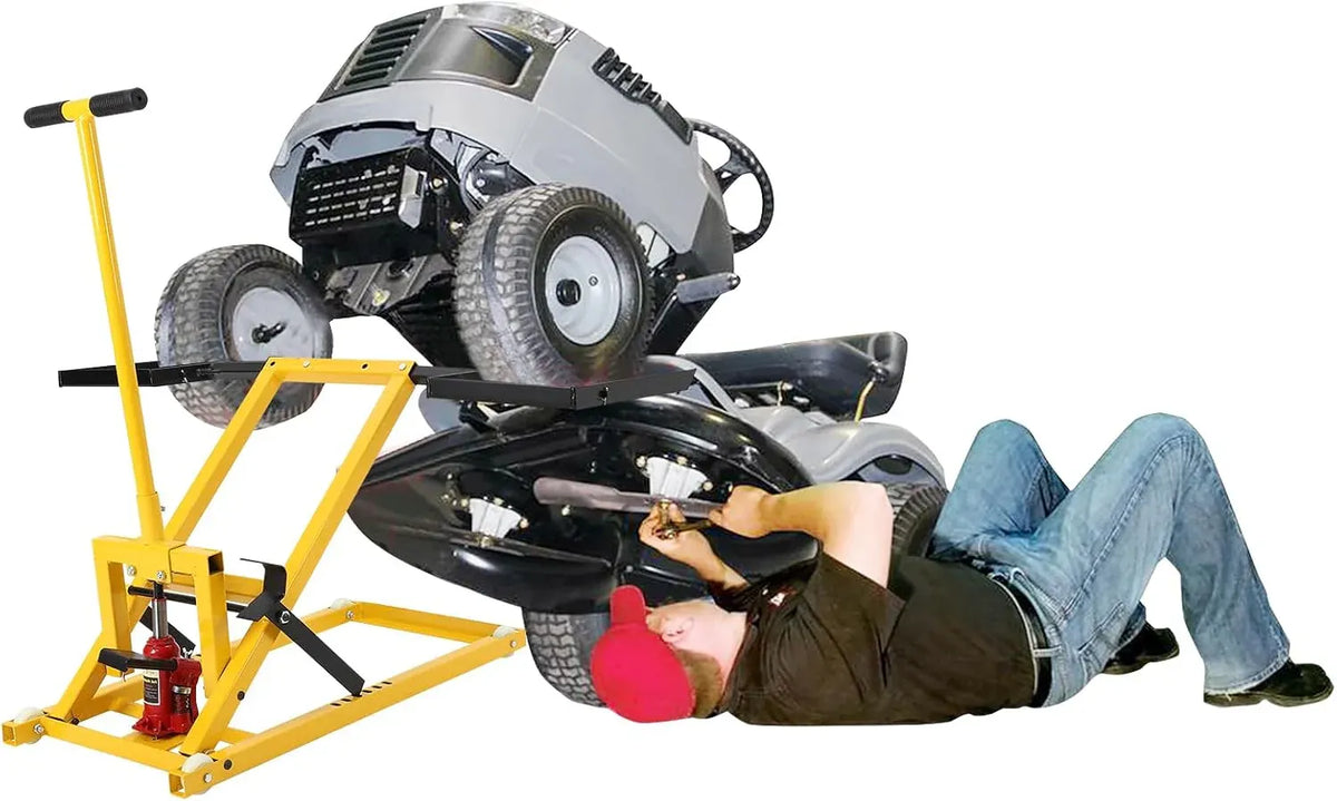 Lawn Mower Lift Jack 26 Inch, Lawn Mower Lift with Hydraulic Jack, Welded Solid Steel Construction, for Riding Lawn Mowers Tractors, ATV, Maintenance & Repairs (Weight Capacity 500 LBS)