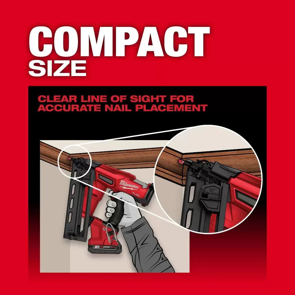 Milwaukee 2841-20 M18 FUEL Ergonomic 16 Gauge Angled Finish Nailer - Bare Tool